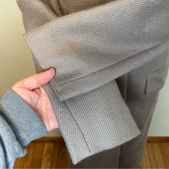 Izzy Lane Otley Long Wool Coat Button Front Taupe - Picture 7 of 12